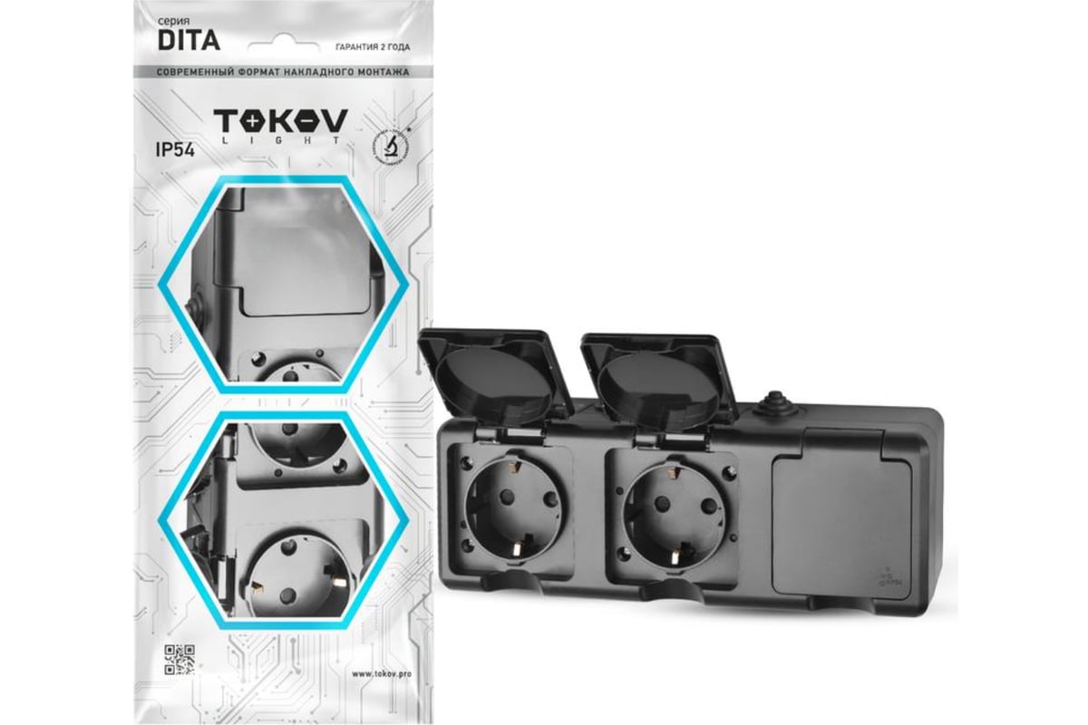 

Блок розеток TOKOV ELECTRIC Dita, открытый монтаж, 3-х постовая, с з/к, с крышкой, 16А, в сборе, IP54, карбон, черный, 1 шт. (TKL-DT-R3Z-C14-IP54)