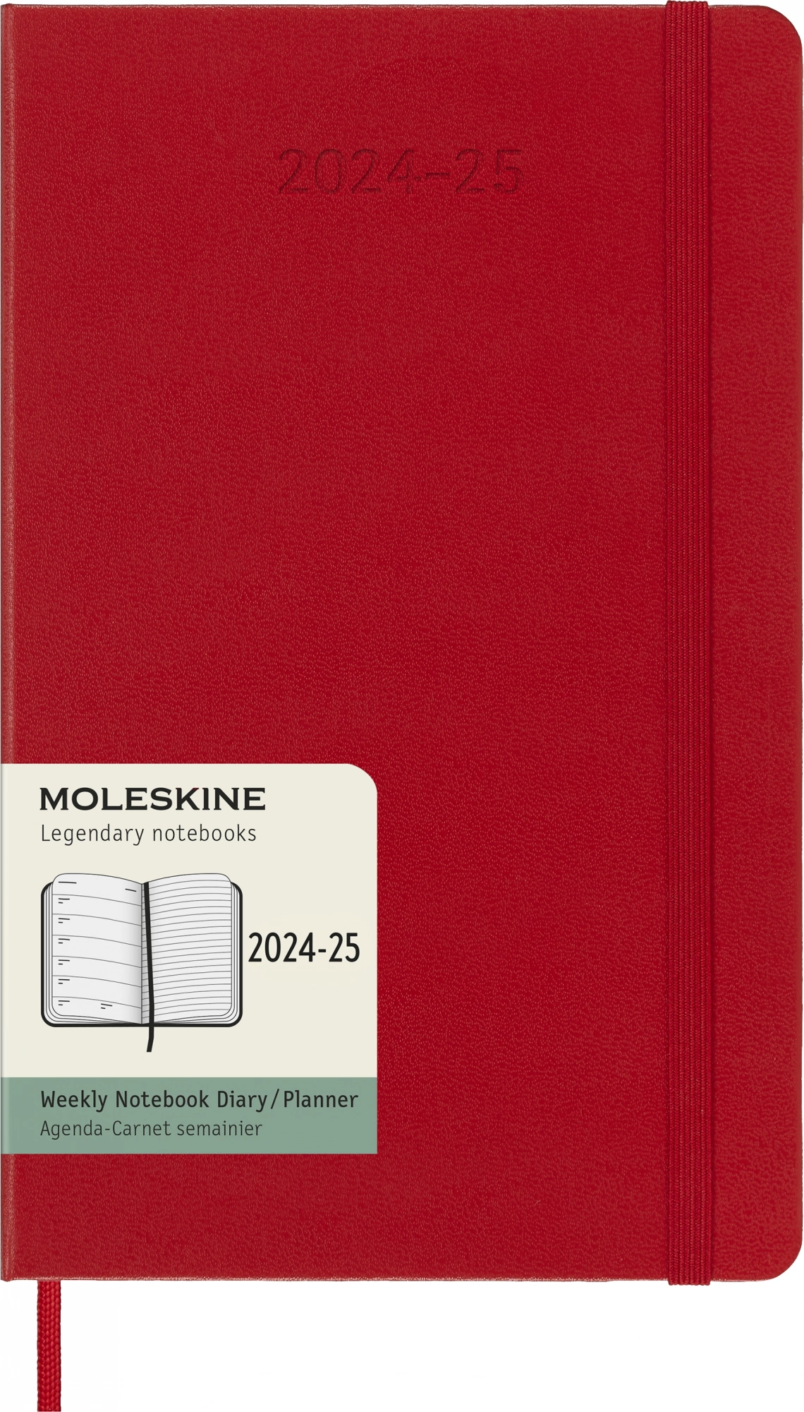 

Еженедельник датированный 130х210мм Moleskine Academic Large WKNT, в линейку, 208 листов красный (DHF218WN3), WKNT