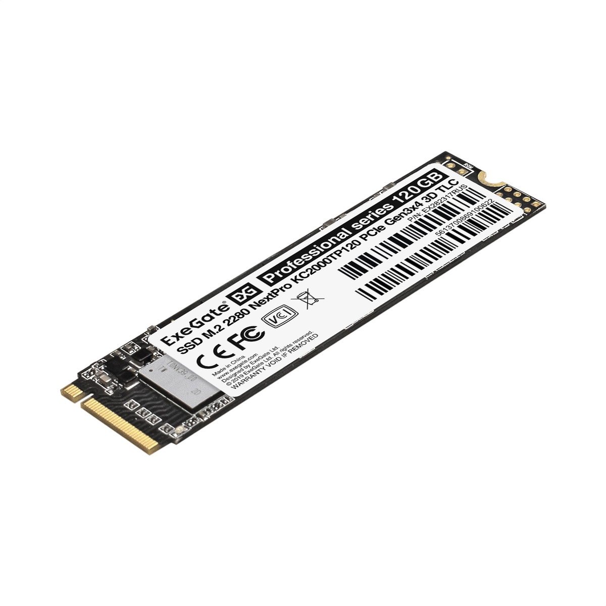 

Твердотельный накопитель (SSD) Exegate 120Gb NextPro KC2000TP120, 2280, M.2, NVMe (EX282317RUS) Retail, KC2000TP120