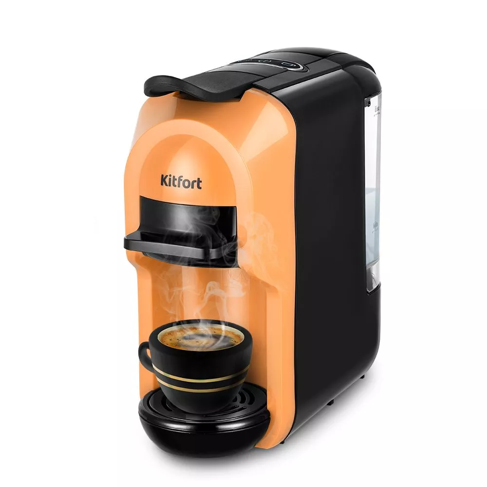 

Кофеварка капсульная Kitfort КТ-7404, 1.45 кВт, кофе капсульный / молотый, 600 мл, черный/бежевый (КТ-7404), КТ-7404