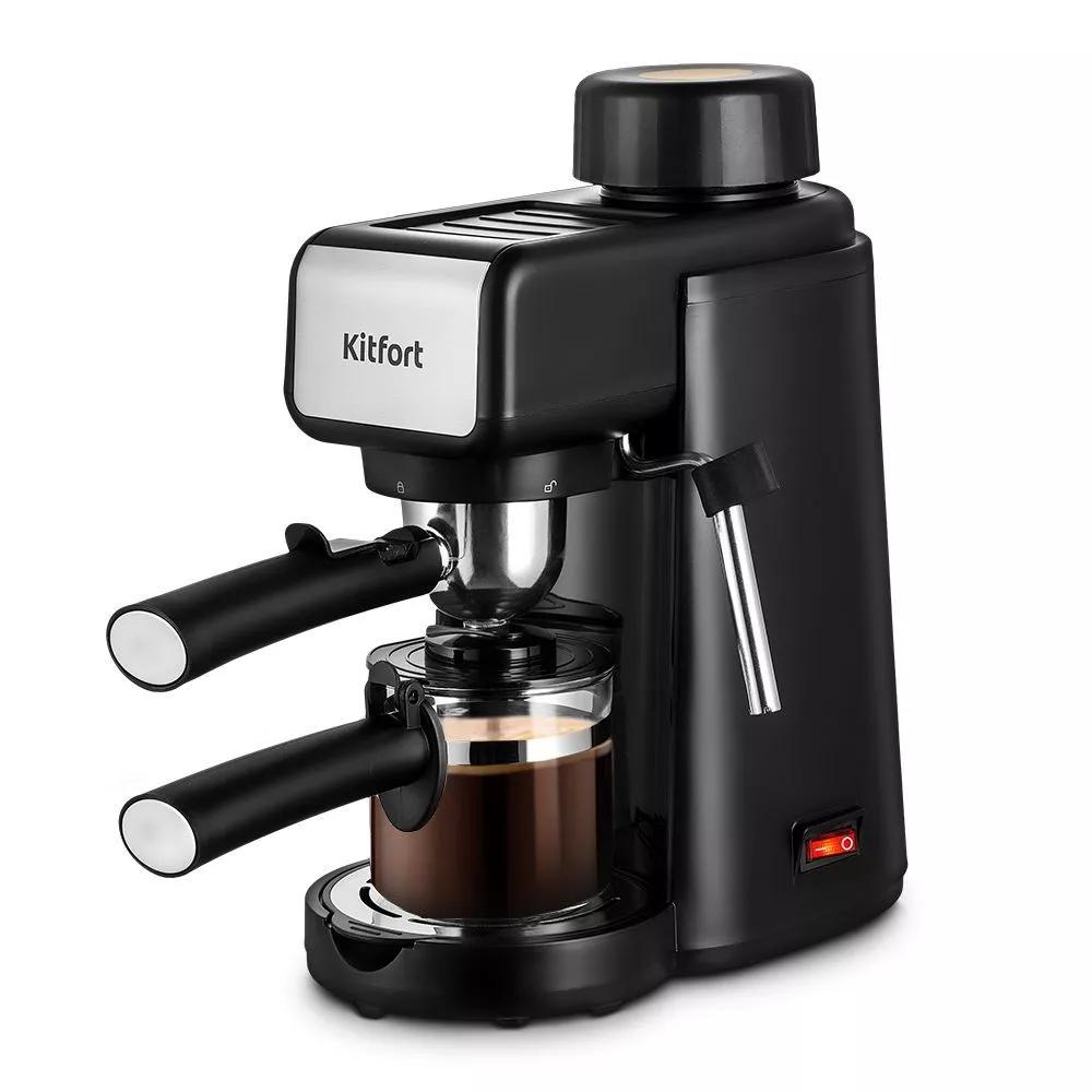 

Кофеварка рожковая Kitfort КТ-7259, 800 Вт, кофе молотый, 240 мл/240 мл, черный (КТ-7259), КТ-7259