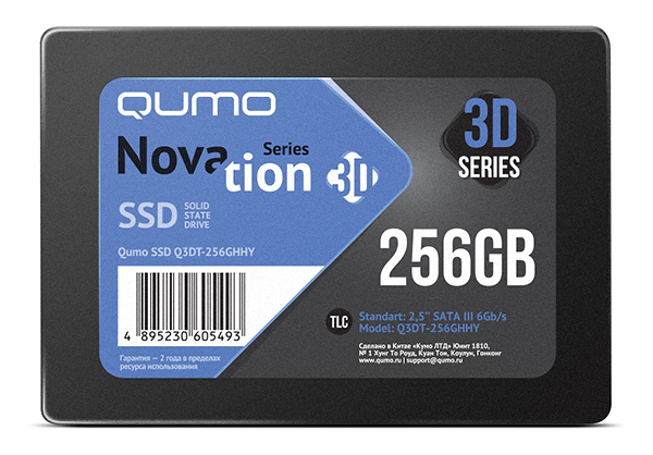 

Твердотельный накопитель (SSD) Qumo 256Gb Novation 3D TLC Q3DT-256GHHY, 2.5", SATA3 (Q3DT-256GHHY) Bulk (OEM), Q3DT-256GHHY