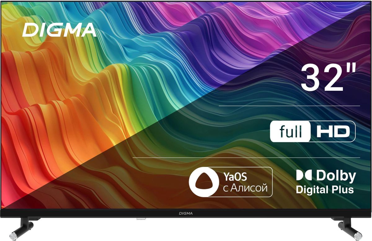 

Телевизор 32" Digma DM-LED32SBB33, 1920x1080, DVB-T /T2 /C, HDMIx3, USBx2, WiFi, Smart TV, черный (DM-LED32SBB33), DM-LED32SBB33