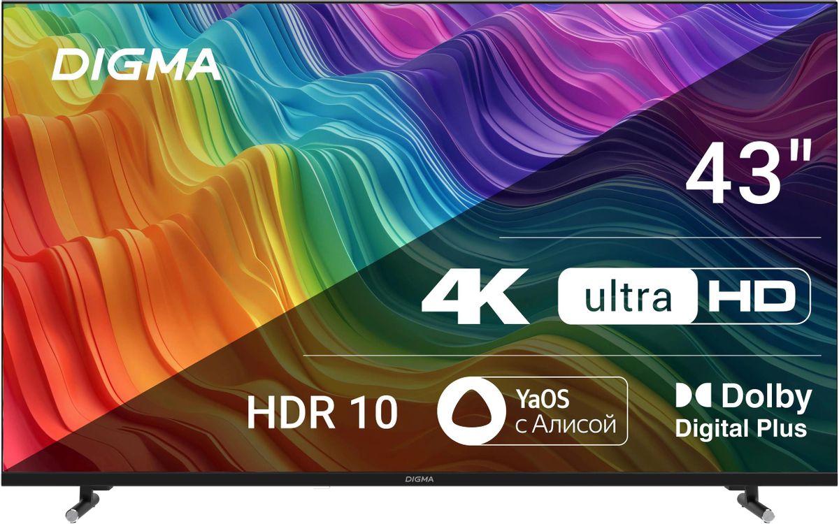 

Телевизор 43" Digma DM-LED43UBB33, 3840x2160, DVB-T /T2 /C, HDMIx3, USBx2, WiFi, Smart TV, черный (DM-LED43UBB33), DM-LED43UBB33