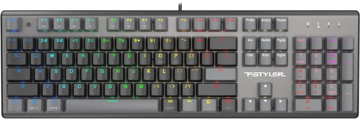 

Клавиатура проводная A4Tech Fstyler FS100 Neon, механическая, подсветка, USB, черный (FS100), Fstyler FS100 Neon
