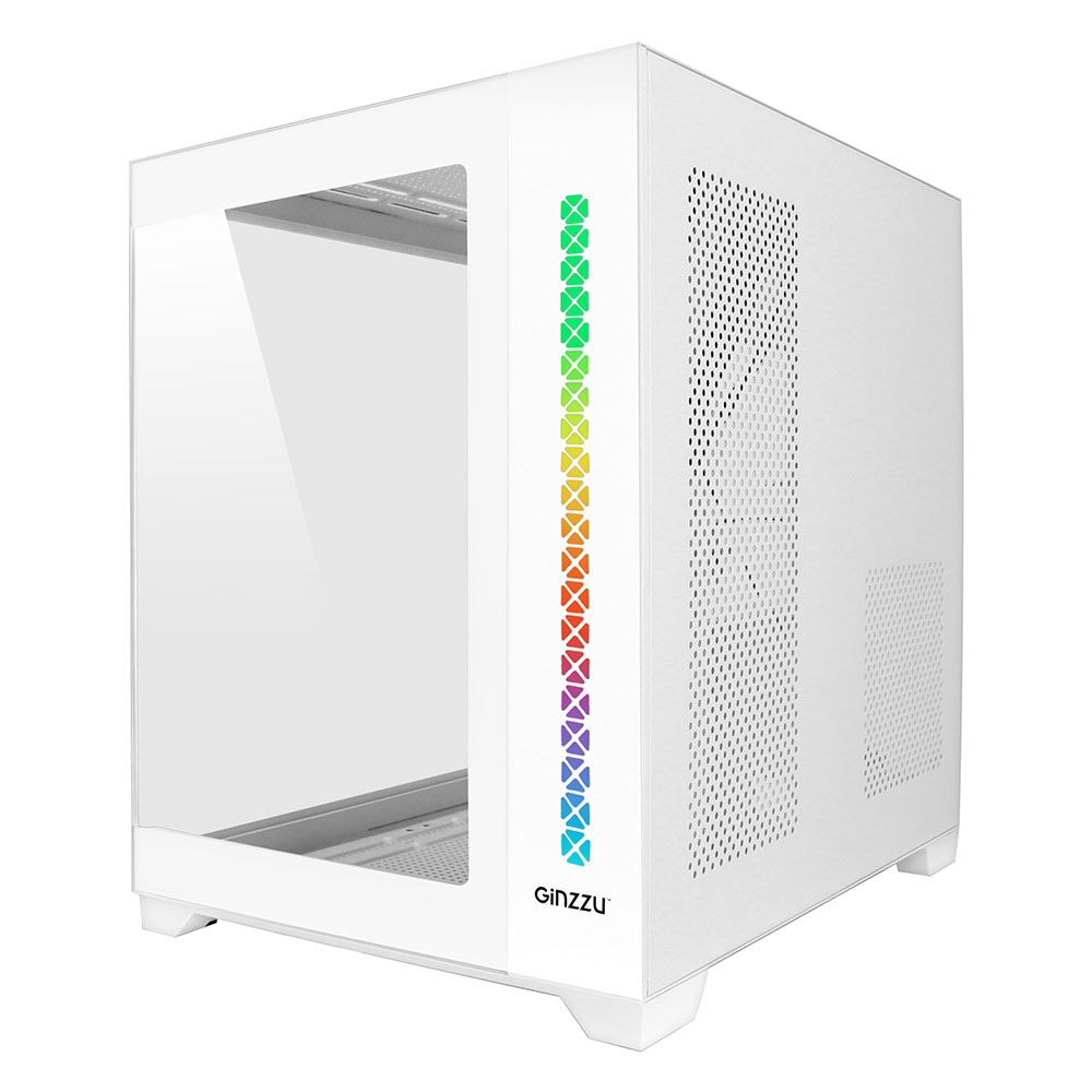 Корпус Ginzzu V420, mATX, Midi-Tower, USB 3.0, RGB подсветка, белый, без БП