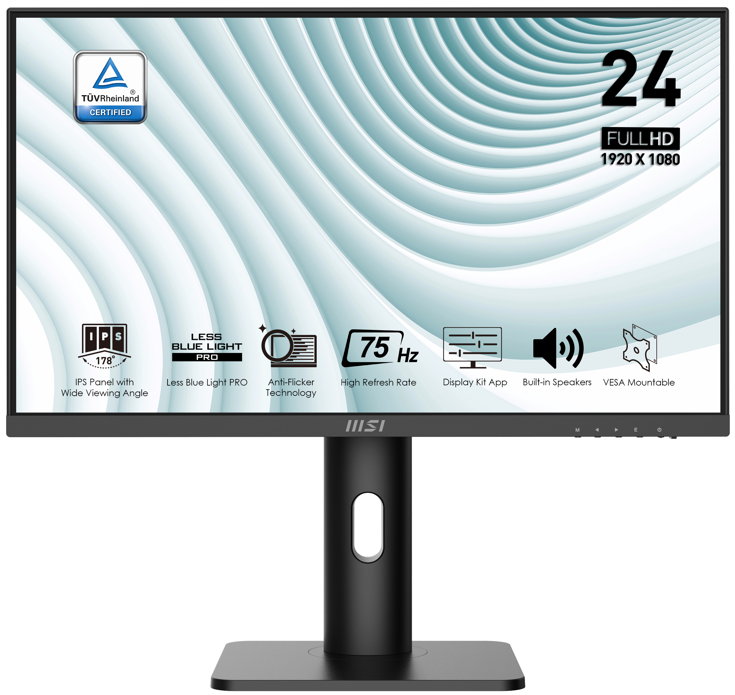 

Монитор 23.8" MSI Pro MP243P IPS, 1920x1080 (16:9), 250кд/м2, 5 мс, 178°/178°, HDMI, DisplayPort, черный (9S6-3PB59H-064), MP243P