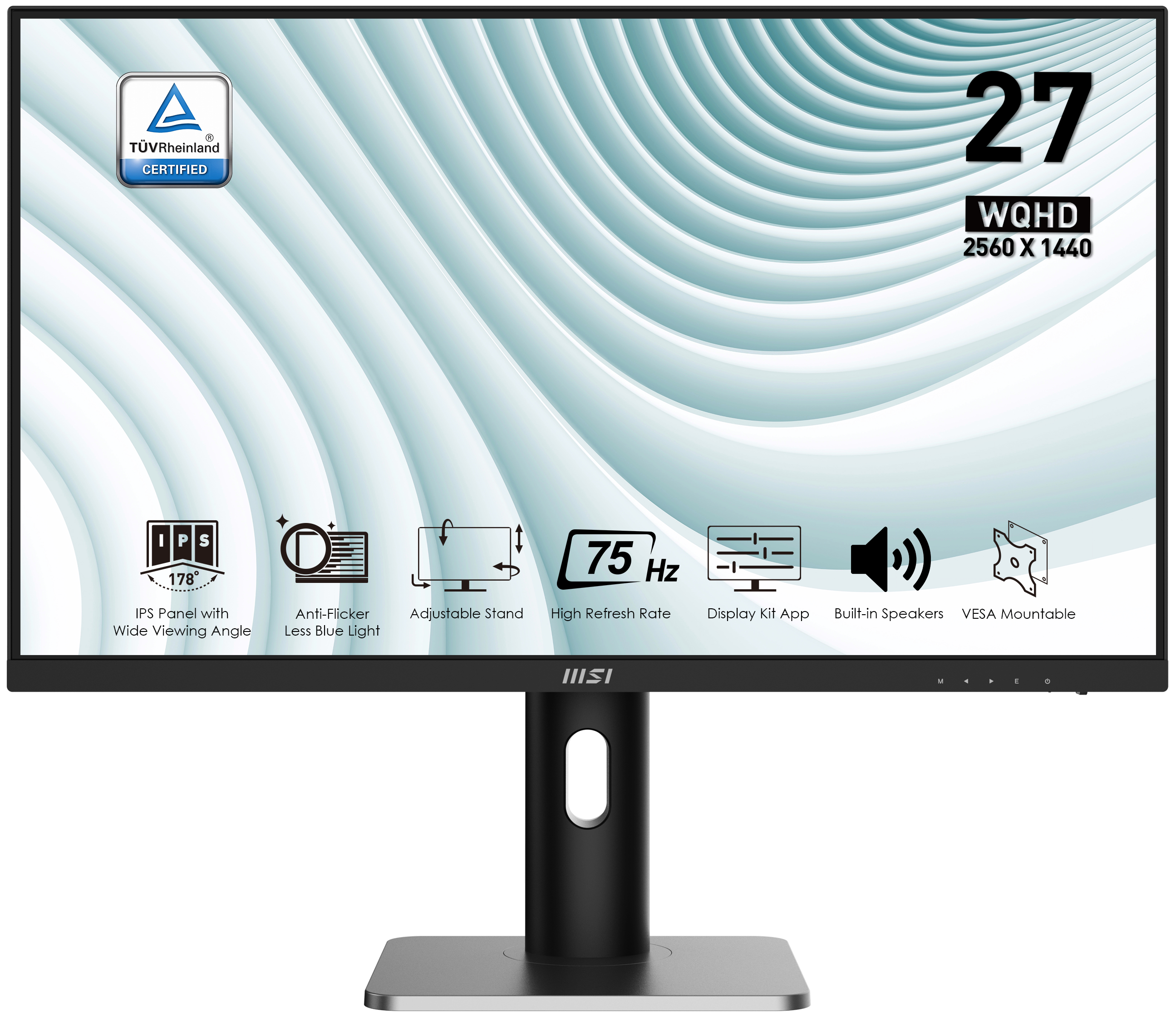 

Монитор 27" MSI Pro MP273QP IPS, 2560x1440 (16:9), 350кд/м2, 1 мс, 178°/178°, Adaptive Sync, HDMI, DisplayPort, черный (9S6-3PB69H-027), MP273QP