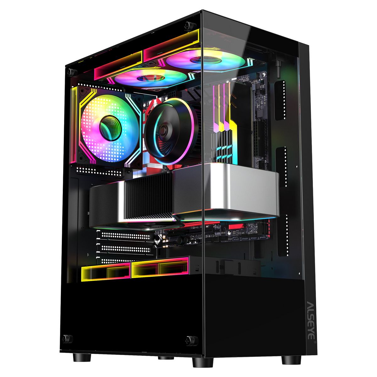

Корпус Alseye Spider-B, ATX, Midi-Tower, USB 3.0, RGB подсветка, черный, без БП (Spider-B), Spider-B