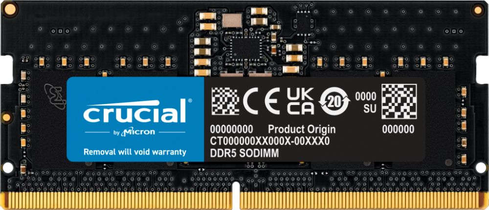 

Память DDR5 SODIMM 8Gb, 4800MHz, CL40, 1.1V, Crucial (CT8G48C40S5) Retail, CT8G48C40S5