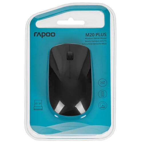 Мышь беспроводная Rapoo M20 Plus , 1000dpi, оптическая светодиодная, USB/Радиоканал, черный (M20PLUS-BL)