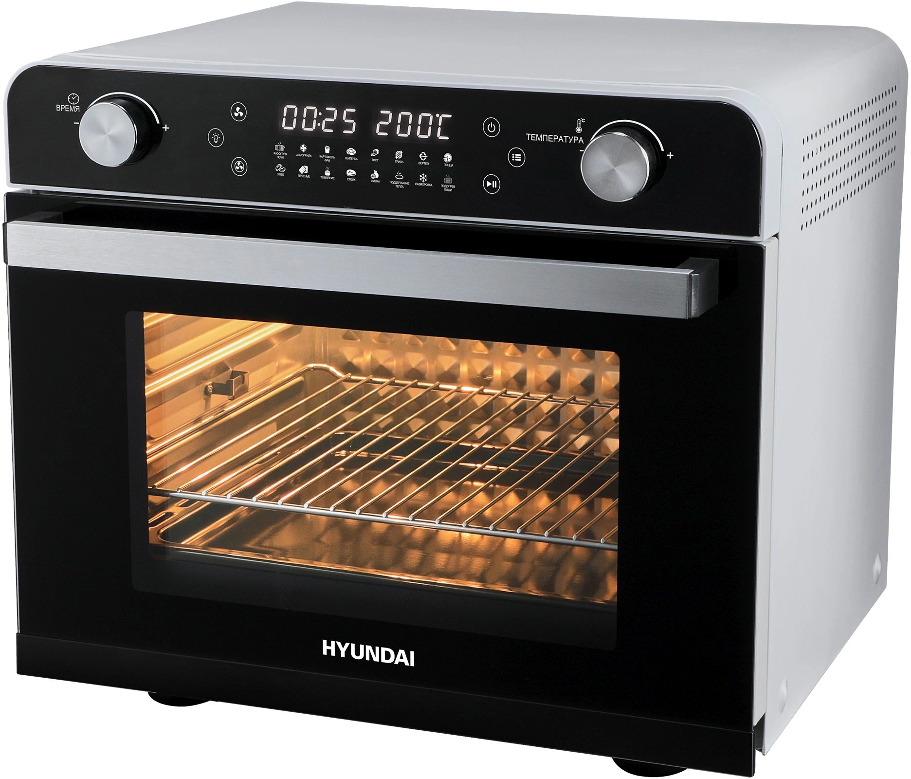 

Мини-печь Hyundai MIO-HY087 1.7 кВт, серебристый/черный (MIO-HY087 ), MIO-HY087