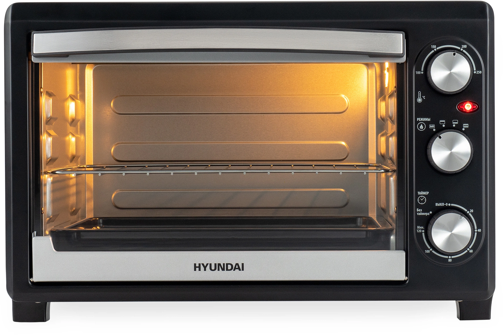 Мини-печь Hyundai MIO-HY073 1.5 кВт, серебристый/черный