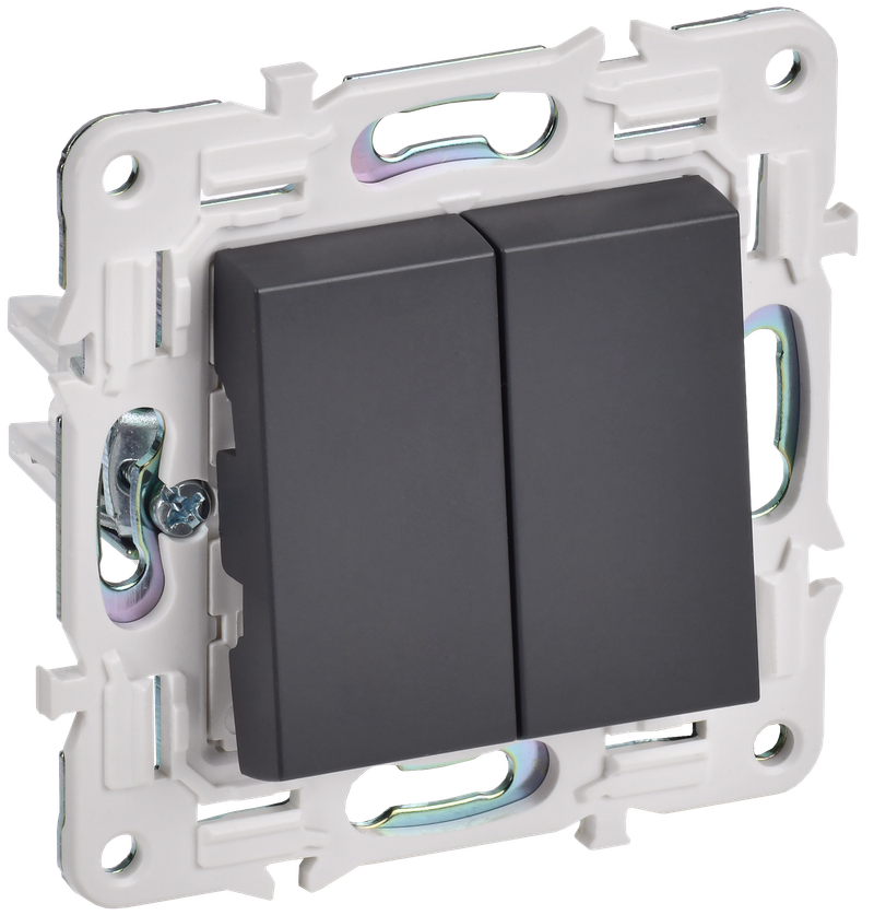 

Выключатель IEK SKANDY SK-V05T, 2кл., скрытый монтаж, механизм с накладкой без рамки, титан (SK-V22-0-10-K48), SK-V05T