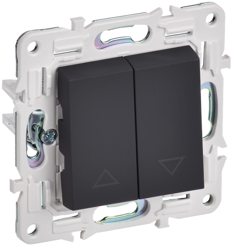 

Выключатель жалюзи IEK SKANDY SK-V12G, 2кл., скрытый монтаж, механизм с накладкой без рамки, графит (SK-V15-0-10-K53), SK-V12G