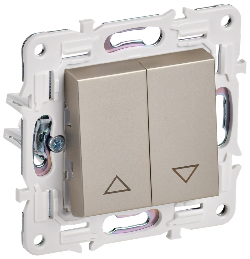

Выключатель жалюзи IEK SKANDY SK-V12Sh, 2кл., скрытый монтаж, механизм с накладкой без рамки, шампань (SK-V15-0-10-K37), SK-V12Sh