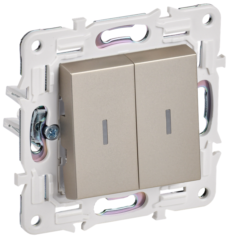 

Выключатель IEK SKANDY SK-V10Sh, 1кл., скрытый монтаж, механизм с накладкой без рамки, шампань (SK-V22-1-10-K37), SK-V10Sh