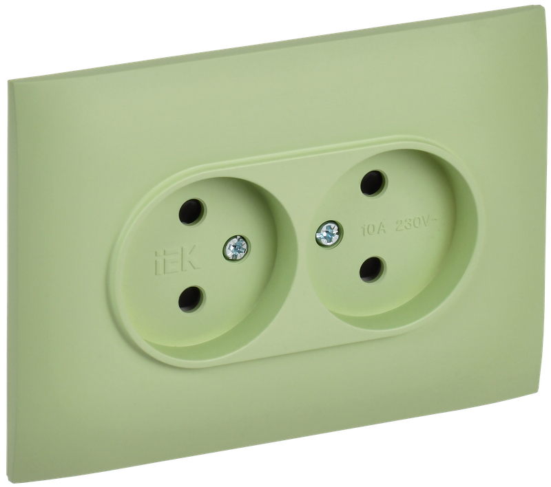 

Розетка IEK SKANDY SK-R09M, скрытый монтаж, 2-х постовая, со шторками, 10А, в сборе, IP20, мятный, 1 шт. (SK-R23-10-K06-F), SK-R09M