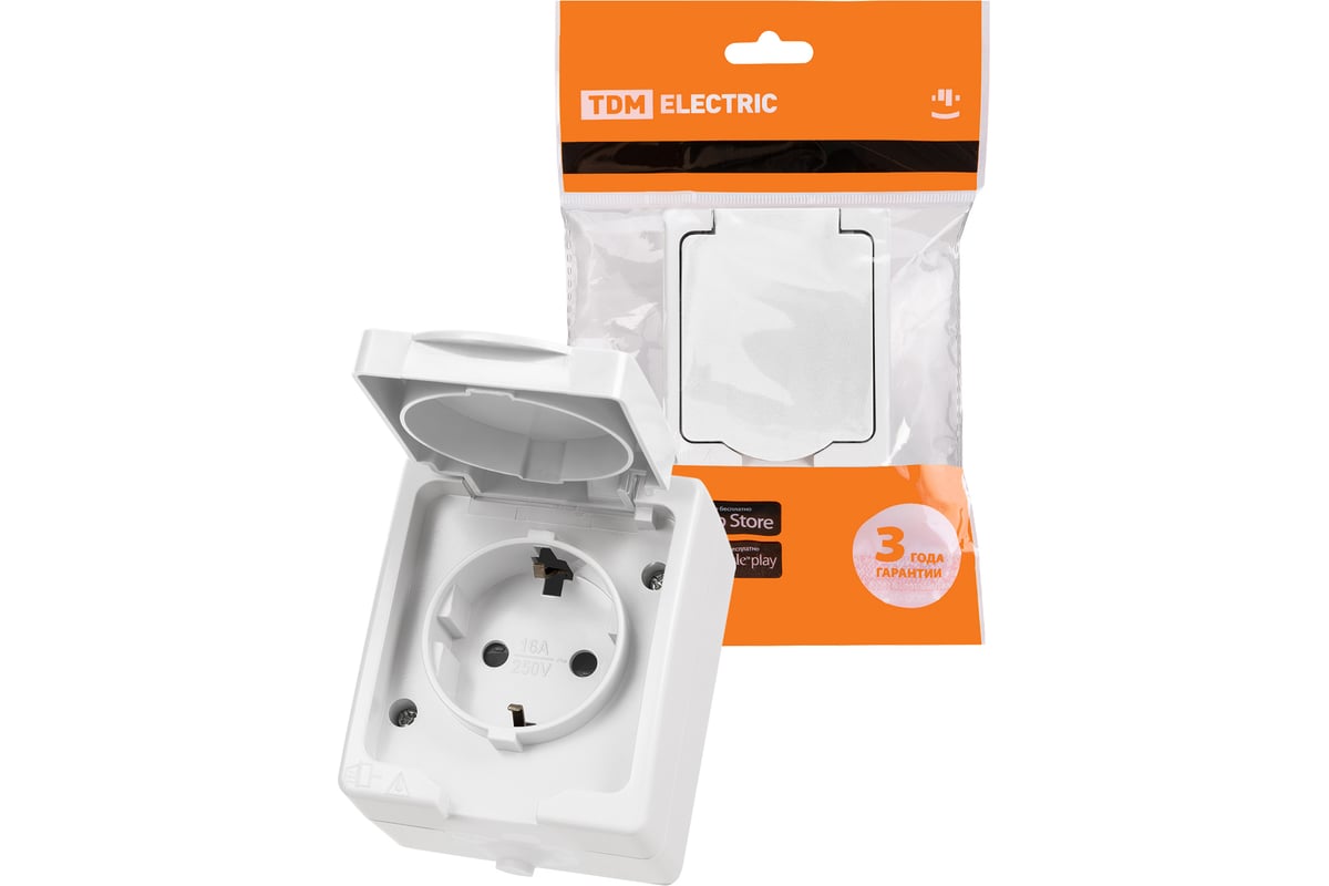 

Розетка TDM Вуокса, открытый монтаж, однопостовая, с з/к, со шторками, с крышкой, 16А, в сборе, IP54, 2П+З, белый, 1 шт. (SQ1803-1007)