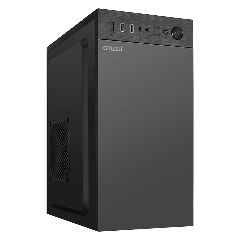 

Корпус Ginzzu B400, mATX, Mini-Tower, черный, без БП (B400), B400