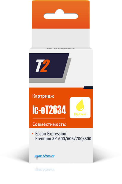 

Картридж струйный T2 IC-ET2634 (26XL/C13T26344010), желтый, совместимый, для Epson Expression Premium XP-600/605/700/800ы