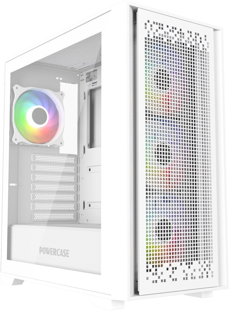 Корпус PowerCase ByteFlow White, ATX, Midi-Tower, USB 3.0, RGB подсветка, белый, без БП (CBFW-A4)