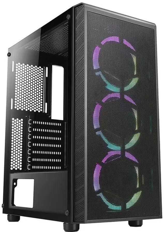 Корпус Azza Prime 360E, ATX, Midi-Tower, 2xUSB 3.0, RGB подсветка, черный, без БП (CSAZ-360E PRIME 360E)