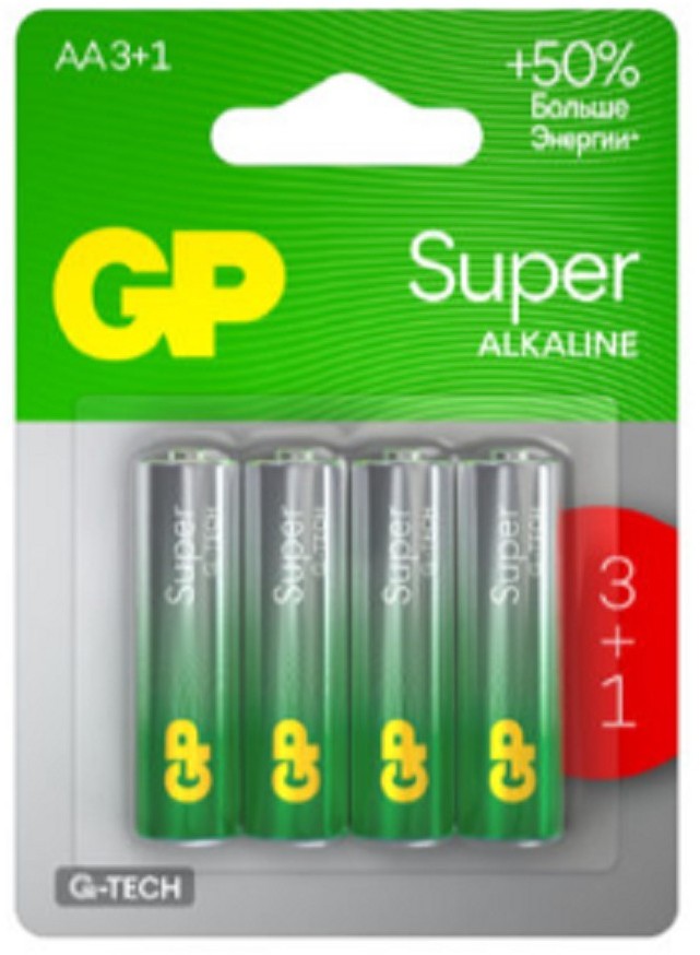 

Батарейка GP 15AA213/1-2CRSBC4, AA (LR6), 1.5V, 4 шт. (4891199226298)
