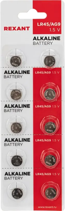 

Батарейка REXANT для часов, AG9, 394, LR939, LR45, 1.5V, 10 шт. (30-1032)