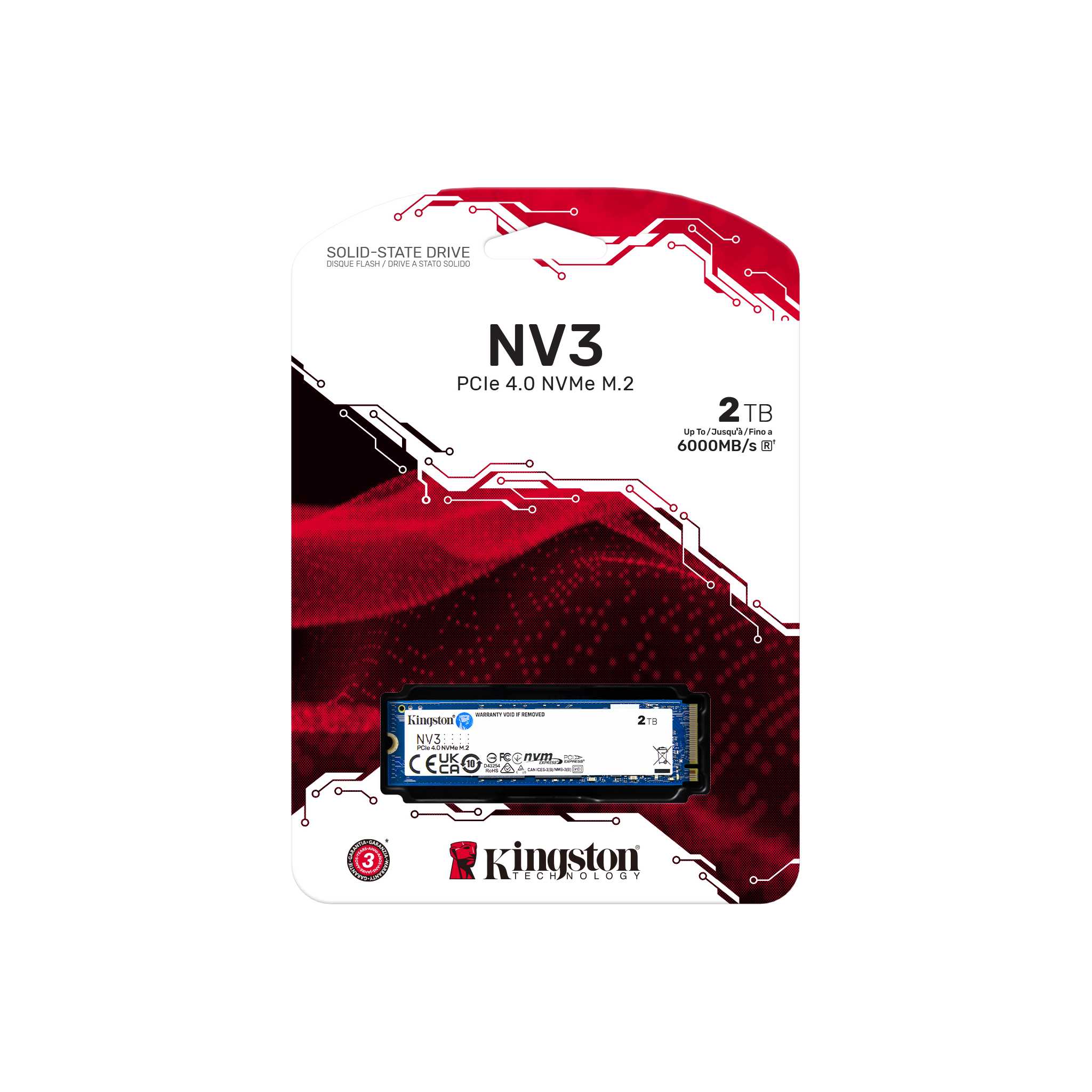SSD 2TB NVMe M.2 2280 PCIe Gen 3.0×4 SSD Kingston NV3 2Tb M.2 2280 PCIe 4.0 x4 (SNV3S/2000G), 1309287