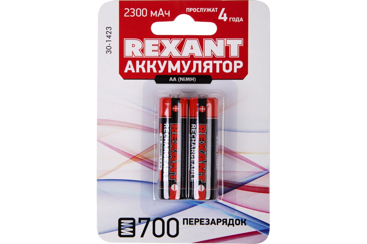 

Аккумулятор Rexant, AA (LR06/15А), 1.2V 2.3 А·ч, 2 шт. (30-1423)