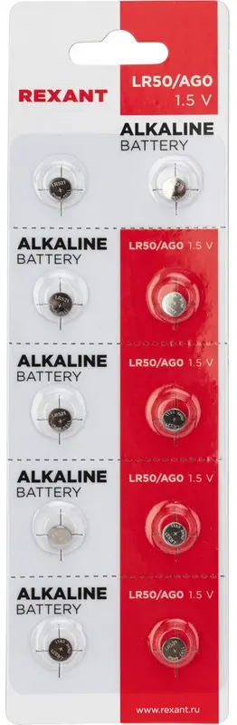 Батарея REXANT для часов, AG0 / 379A / LR521, 1.5V, 10 шт. (30-1041)