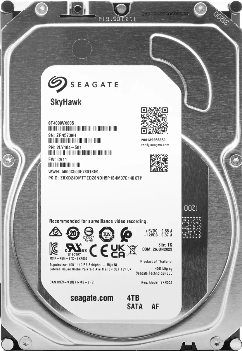 

Жесткий диск (HDD) Seagate 4Tb SkyHawk, 3.5", 5900rpm, 256Mb, SATA3 (ST4000VX005)