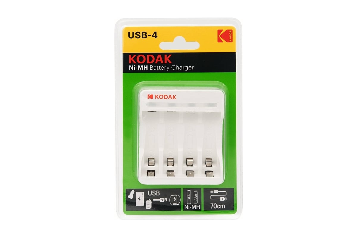 Зарядное устройство для аккумуляторов KODAK C8002B, 4xNi-Mh размерами AA и AAA, белый (Б0047500)