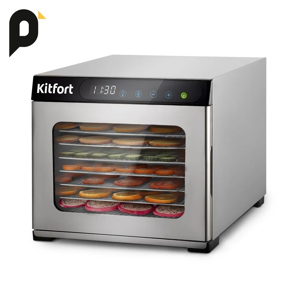 

Сушилка для овощей и фруктов Kitfort КТ-1974, 800 Вт, 35-80˚С, нержавеющая сталь (КТ-1974), КТ-1974