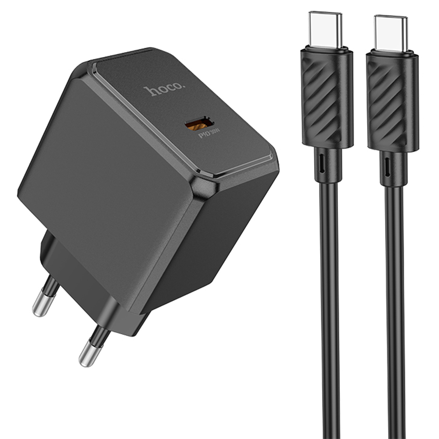 

Сетевое зарядное устройство Hoco Ocean CS15A 30 Вт, EU, USB type-C, Quick Charge, PD, черный (6942007603973), кабель type-C/type-C, CS15A