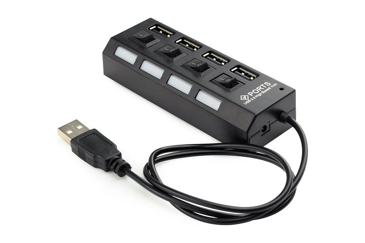 

Концентратор Gembird UHB-U2P4-02A, 4xUSB 2.0, блок питания, черный + подсветка (UHB-U2P4-02A), UHB-U2P4-02A