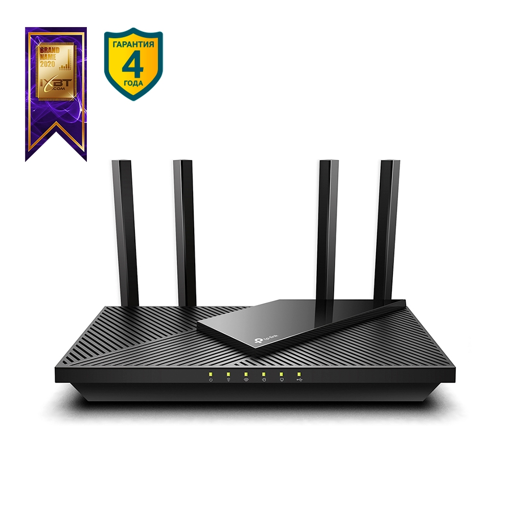 

Wi-Fi роутер TP-Link Archer AX55, 802.11a/b/g/n/ac/ax, 2.4 / 5 ГГц, до 2.98 Гбит/с, LAN 4x1 Гбит/с, WAN 1x1 Гбит/с, внешних антенн: 4x5 дБи, 1xUSB 3.0 (TL-Archer AX55), Archer AX55