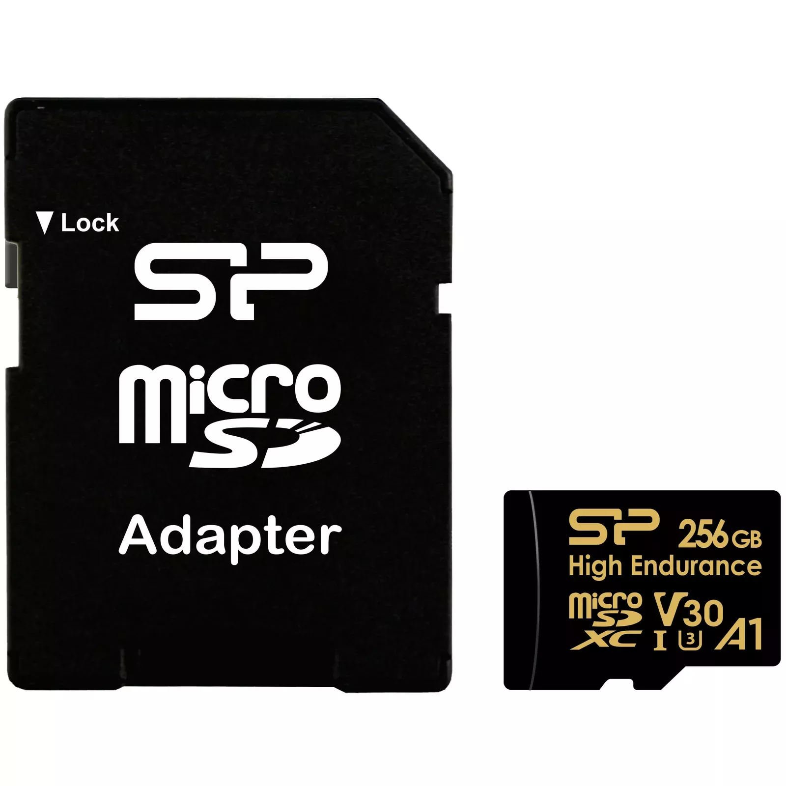 Карта памяти 256Gb microSDHC Silicon Power Golden Series High Endurance Class 10 UHS-I U3 V30 A1 + адаптер (SP256GBSTXDV3V1HSP)