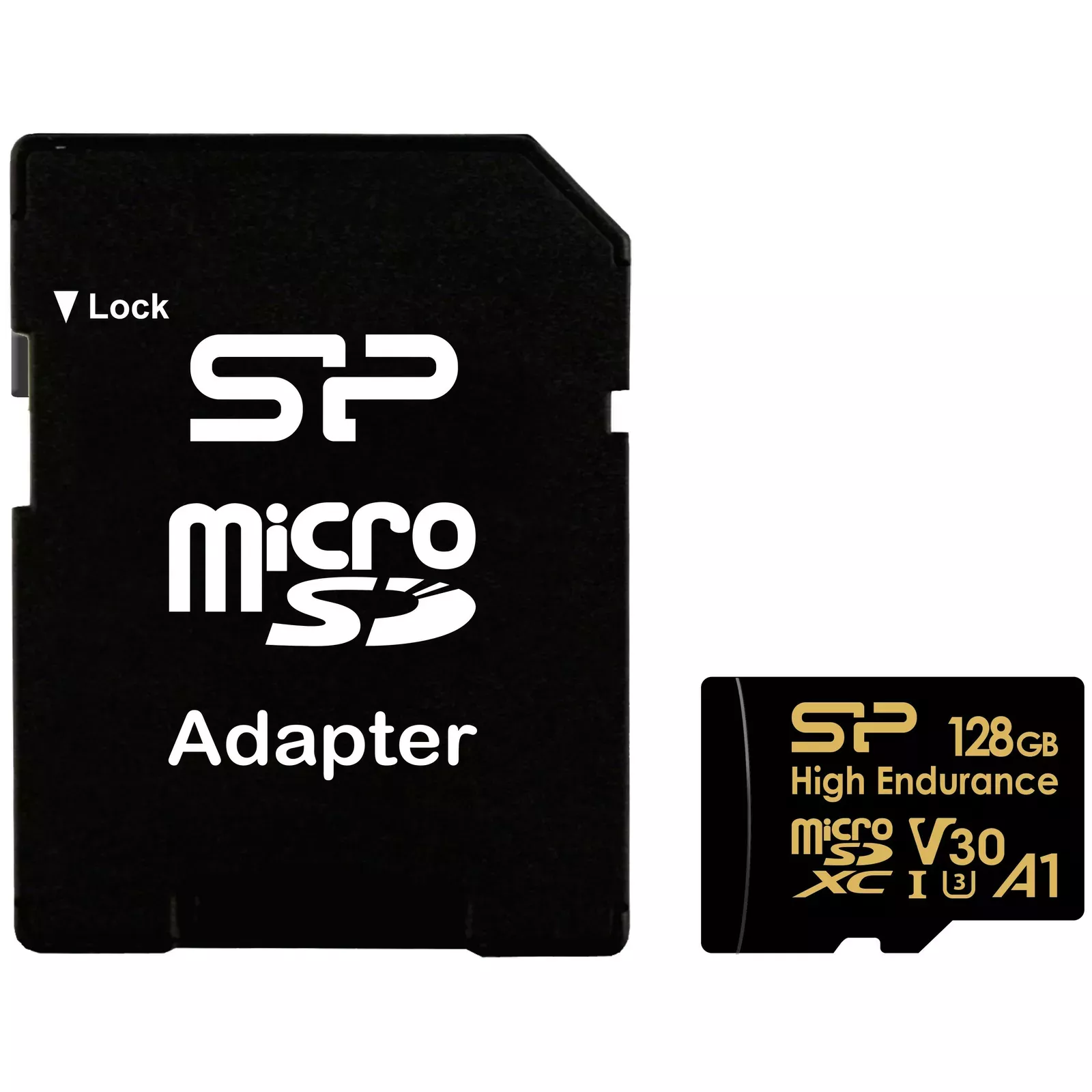 Карта памяти 128Gb microSDHC Silicon Power Golden Series High Endurance Class 10 UHS-I U3 V30 A1 + адаптер (SP128GBSTXDV3V1HSP)