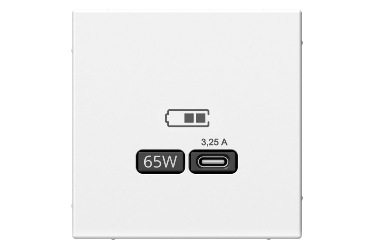 

Розетка Systeme Electric AartGallery, USB-C, 3.25А, 65 Вт, механизм с накладкой, белый (GAL000127), 0