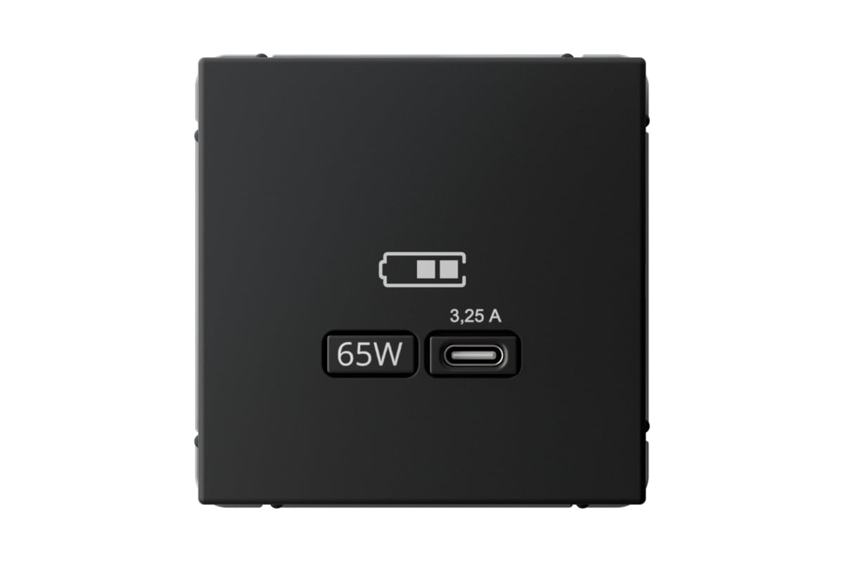 

Розетка Systeme Electric AartGallery, USB-C, 3.25А, 65 Вт, механизм с накладкой, карбон (GAL001027), 0