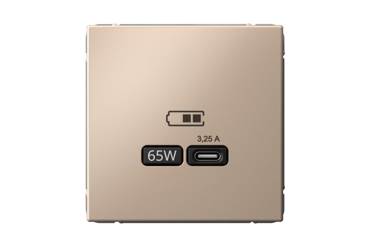 

Розетка Systeme Electric AartGallery, USB-C, 3.25А, 65 Вт, механизм с накладкой, песочный (GAL001227)