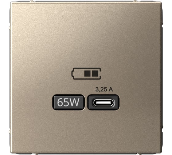 

Розетка Systeme Electric AartGallery, USB-C, 3.25А, 65 Вт, механизм с накладкой, шампань (GAL000527)