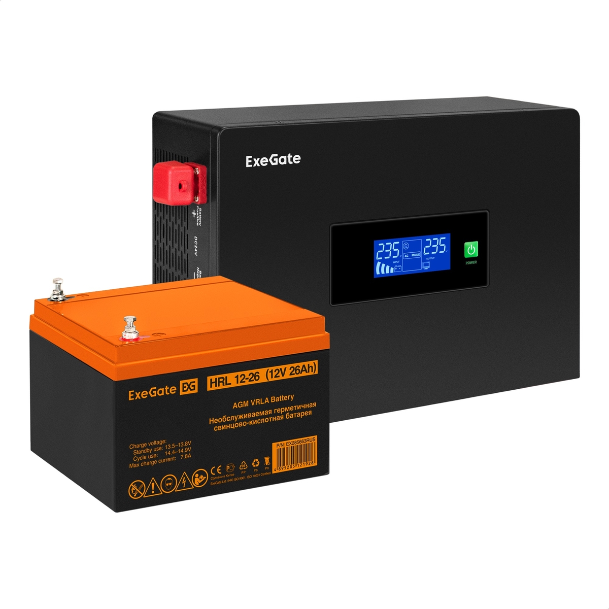 

Инвертор ExeGate IdealSine SR-1000/HRL 12-26 (12В, 26Ач) , 1000 В·А, 1 кВт, EURO, розеток - 2, черный (EX297404RUS) (в комплекте внешний аккумулятор), IdealSine SR-1000/HRL 12-26 (12В, 26Ач)