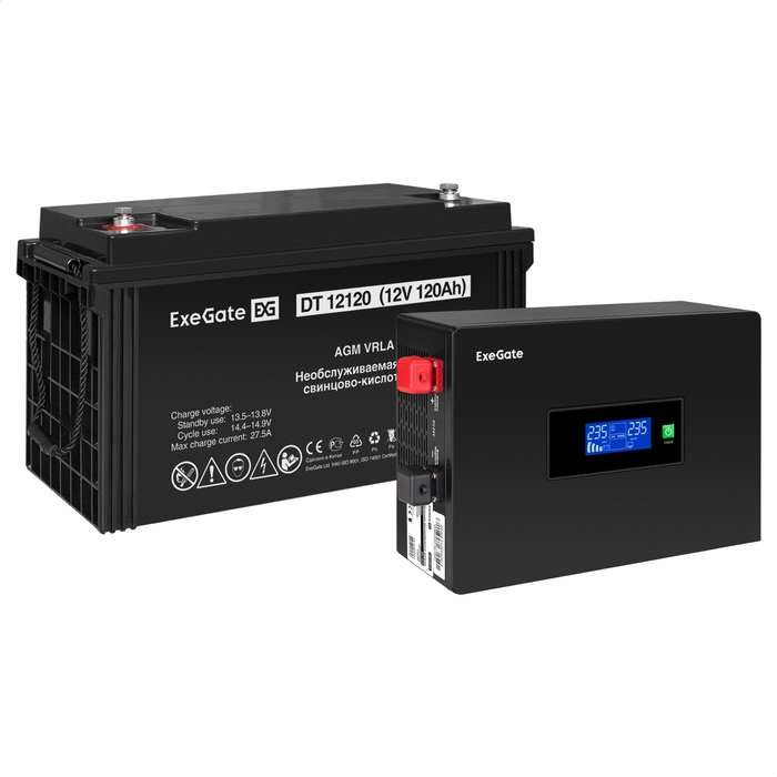 

Инвертор ExeGate IdealSine SR-1000/DT 12120 (12В, 120Ач) , 1000 В·А, 1 кВт, EURO, розеток - 2, черный (EX297420RUS) (в комплекте внешний аккумулятор), IdealSine SR-1000/DT 12120 (12В, 120Ач)