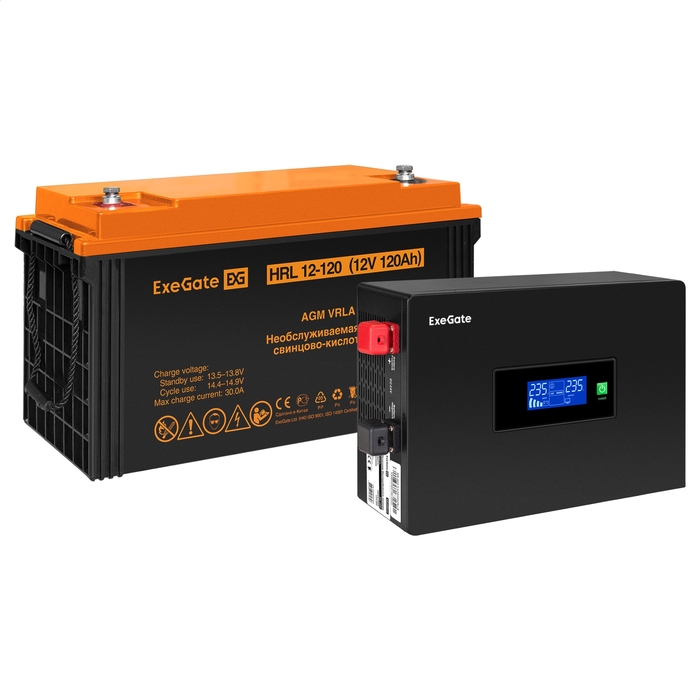 

Инвертор ExeGate IdealSine SR-1000/HRL 12-120 (12В, 120Ач) , 1000 В·А, 1 кВт, EURO, розеток - 2, черный (EX297421RUS) (в комплекте внешний аккумулятор), IdealSine SR-1000/HRL 12-120 (12В, 120Ач)
