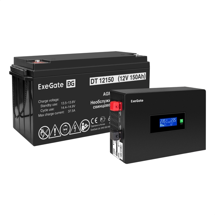 

Инвертор ExeGate IdealSine SR-1000/DT 12150 (12В, 150Ач) , 1000 В·А, 1 кВт, EURO, розеток - 2, черный (EX297423RUS) (в комплекте внешний аккумулятор), IdealSine SR-1000/DT 12150 (12В, 150Ач)