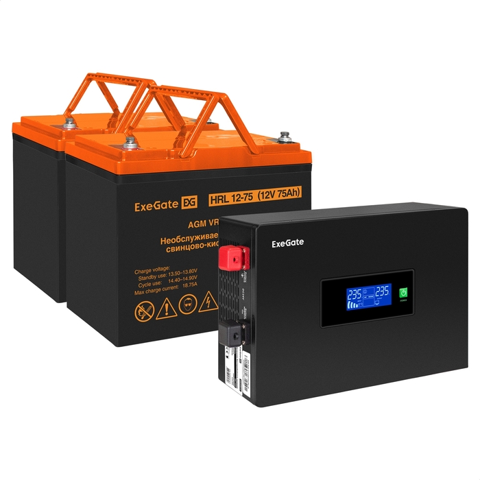 

Инвертор ExeGate IdealSine IdealSine SR-1500/2 x HRL 12-75 (12В, 75Ач) , 1500 В·А, 1.5 кВт, EURO, розеток - 2, черный (EX297438RUS) (в комплекте внешний аккумулятор), IdealSine SR-1500/2 x HRL 12-75 (12В, 75Ач)