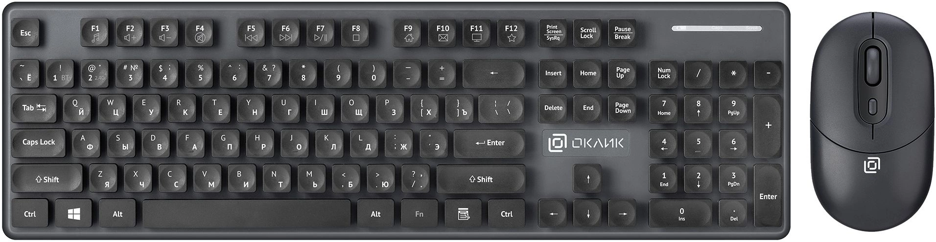 

Клавиатура + мышь Oklick S265W, беспроводная, Bluetooth / USB, черный (1934420), S265W